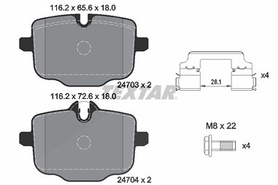 Textar Bremsbelagsatz, Scheibenbremse [Hersteller-Nr. 2470301] für BMW von TEXTAR