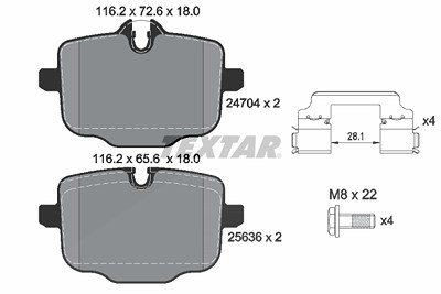 Textar Bremsbelagsatz, Scheibenbremse [Hersteller-Nr. 2470401] für BMW von TEXTAR