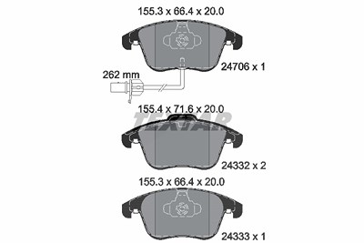 Textar Bremsbelagsatz, Scheibenbremse [Hersteller-Nr. 2470601] für Audi von TEXTAR