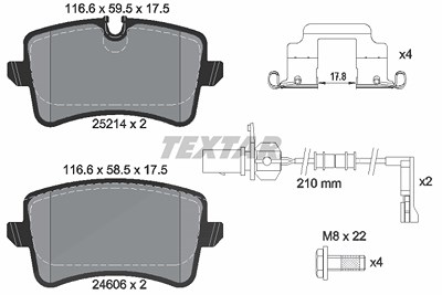 Textar Bremsbelagsatz, Scheibenbremse [Hersteller-Nr. 2521402] für Audi von TEXTAR