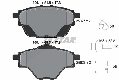 Textar Bremsbelagsatz, Scheibenbremse [Hersteller-Nr. 2582701] für Citroën, Ds, Opel, Peugeot, Peugeot (df-psa), Vauxhall von TEXTAR