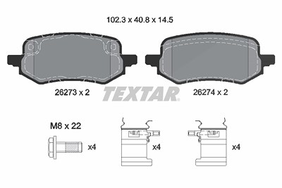 Textar Bremsbelagsatz, Scheibenbremse [Hersteller-Nr. 2627301] für Ford von TEXTAR