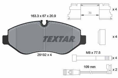 Textar Bremsbelagsatz, Scheibenbremse [Hersteller-Nr. 2919202] für Mercedes-Benz, VW von TEXTAR