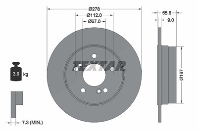 Textar 1x Bremsscheibe [Hersteller-Nr. 92032703] für Chrysler, Mercedes-Benz von TEXTAR