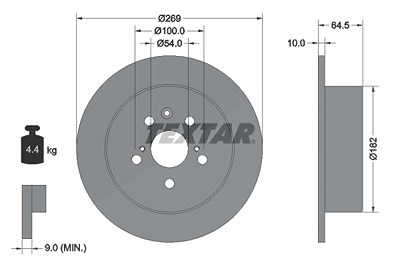 Textar 1x Bremsscheibe [Hersteller-Nr. 92070800] für Lexus, Toyota von TEXTAR