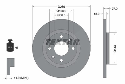 Textar 1x Bremsscheibe [Hersteller-Nr. 92089103] für Citroën, Peugeot von TEXTAR