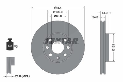 Textar 1x Bremsscheibe [Hersteller-Nr. 92091803] für Chevrolet, Opel von TEXTAR