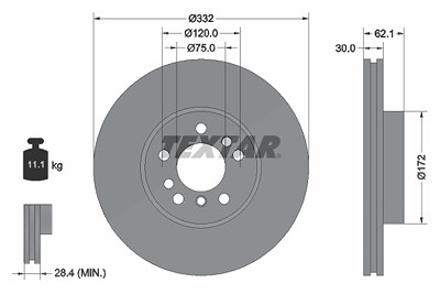 Textar 1x Bremsscheibe [Hersteller-Nr. 92107205] für BMW von TEXTAR