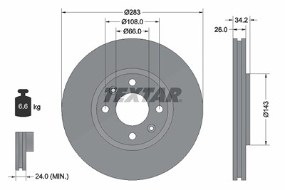 Textar Bremsscheibe [Hersteller-Nr. 92111603] für Opel, Citroën, Peugeot, Ds von TEXTAR