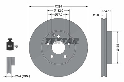 Textar 1x Bremsscheibe [Hersteller-Nr. 92115205] für Mercedes-Benz von TEXTAR