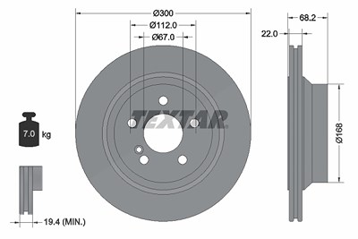 Textar 1x Bremsscheibe [Hersteller-Nr. 92115505] für Mercedes-Benz von TEXTAR