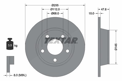 Textar 1x Bremsscheibe [Hersteller-Nr. 92117303] für Audi von TEXTAR