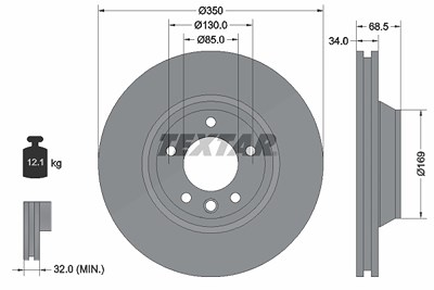 Textar 1x Bremsscheibe [Hersteller-Nr. 92121705] für Audi, VW, Porsche von TEXTAR