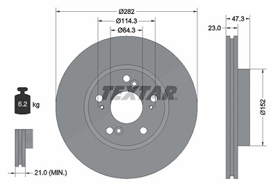 Textar 1x Bremsscheibe [Hersteller-Nr. 92128400] für Honda von TEXTAR