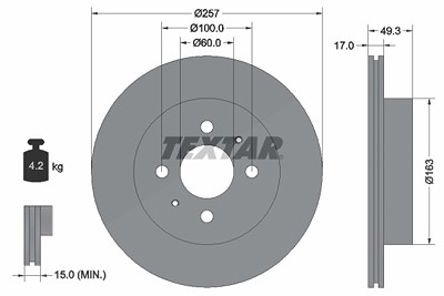 Textar 1x Bremsscheibe [Hersteller-Nr. 92131200] für Suzuki von TEXTAR