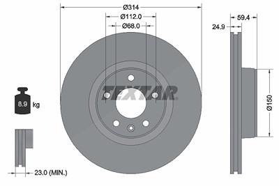 Textar 1x Bremsscheibe [Hersteller-Nr. 92132205] für Audi von TEXTAR