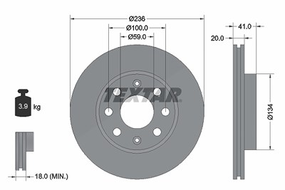 Textar 1x Bremsscheibe [Hersteller-Nr. 92133403] für Chevrolet, Gm Korea von TEXTAR