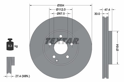 Textar 1x Bremsscheibe [Hersteller-Nr. 92152105] für Mercedes-Benz von TEXTAR