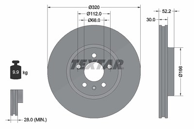 Textar 1x Bremsscheibe [Hersteller-Nr. 92160005] für Audi von TEXTAR