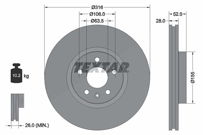 Textar 1x Bremsscheibe [Hersteller-Nr. 92162305] für Volvo, Ford, Land Rover von TEXTAR