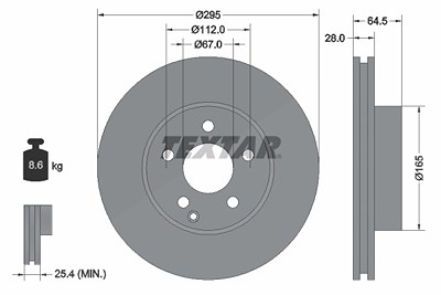 Textar 1x Bremsscheibe [Hersteller-Nr. 92163205] für Mercedes-Benz von TEXTAR