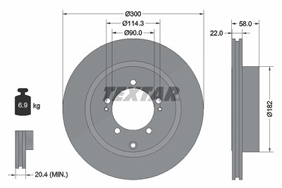 Textar 1x Bremsscheibe [Hersteller-Nr. 92170603] für Mitsubishi von TEXTAR