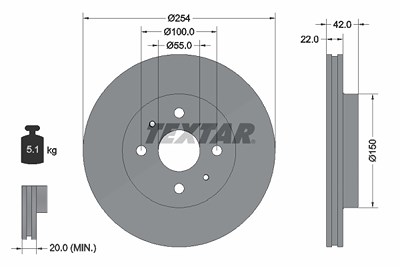 Textar 1x Bremsscheibe [Hersteller-Nr. 92204503] für Daihatsu, Subaru von TEXTAR