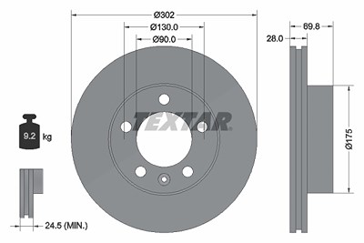 Textar 1x Bremsscheibe [Hersteller-Nr. 92228603] für Nissan, Opel, Renault von TEXTAR