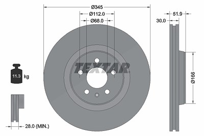 Textar 1x Bremsscheibe [Hersteller-Nr. 92229205] für Audi, Porsche von TEXTAR