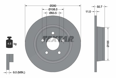 Textar 1x Bremsscheibe [Hersteller-Nr. 92238903] für Ford von TEXTAR