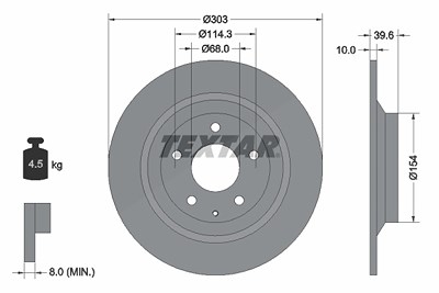 Textar 1x Bremsscheibe [Hersteller-Nr. 92242703] für Mazda von TEXTAR