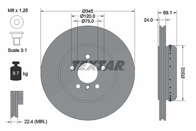 Textar 1x Bremsscheibe [Hersteller-Nr. 92253925] für BMW von TEXTAR