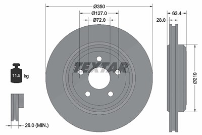 Textar 1x Bremsscheibe [Hersteller-Nr. 92282003] für Jeep von TEXTAR