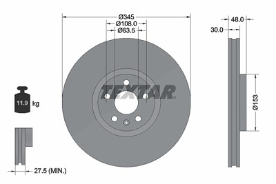 Textar 1x Bremsscheibe [Hersteller-Nr. 92289805] für Polestar, Volvo von TEXTAR