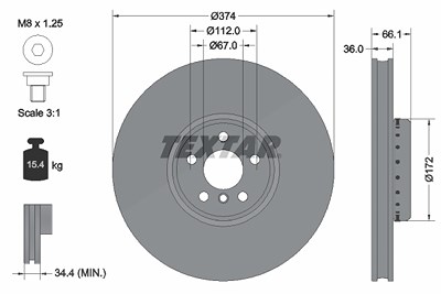 Textar Bremsscheibe [Hersteller-Nr. 92290325] für BMW von TEXTAR