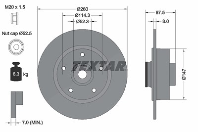 Textar 1x Bremsscheibe [Hersteller-Nr. 92295203] für Renault von TEXTAR