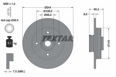 Textar 1x Bremsscheibe [Hersteller-Nr. 92305403] für Citroën, Opel, Peugeot von TEXTAR