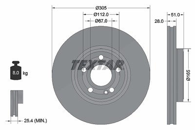 Textar 1x Bremsscheibe [Hersteller-Nr. 92323405] für Mercedes-Benz von TEXTAR