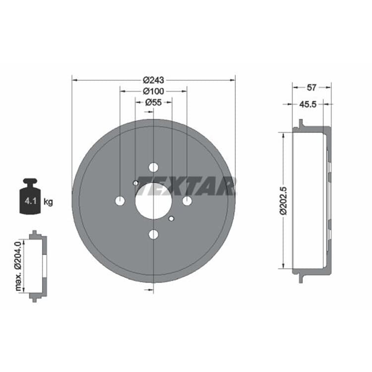 Textar Bremstrommel Daihatsu Charade Toyota Yaris von TEXTAR