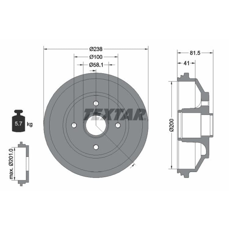 Textar Bremstrommel GERMAN E CARS Opel Suzuki von TEXTAR