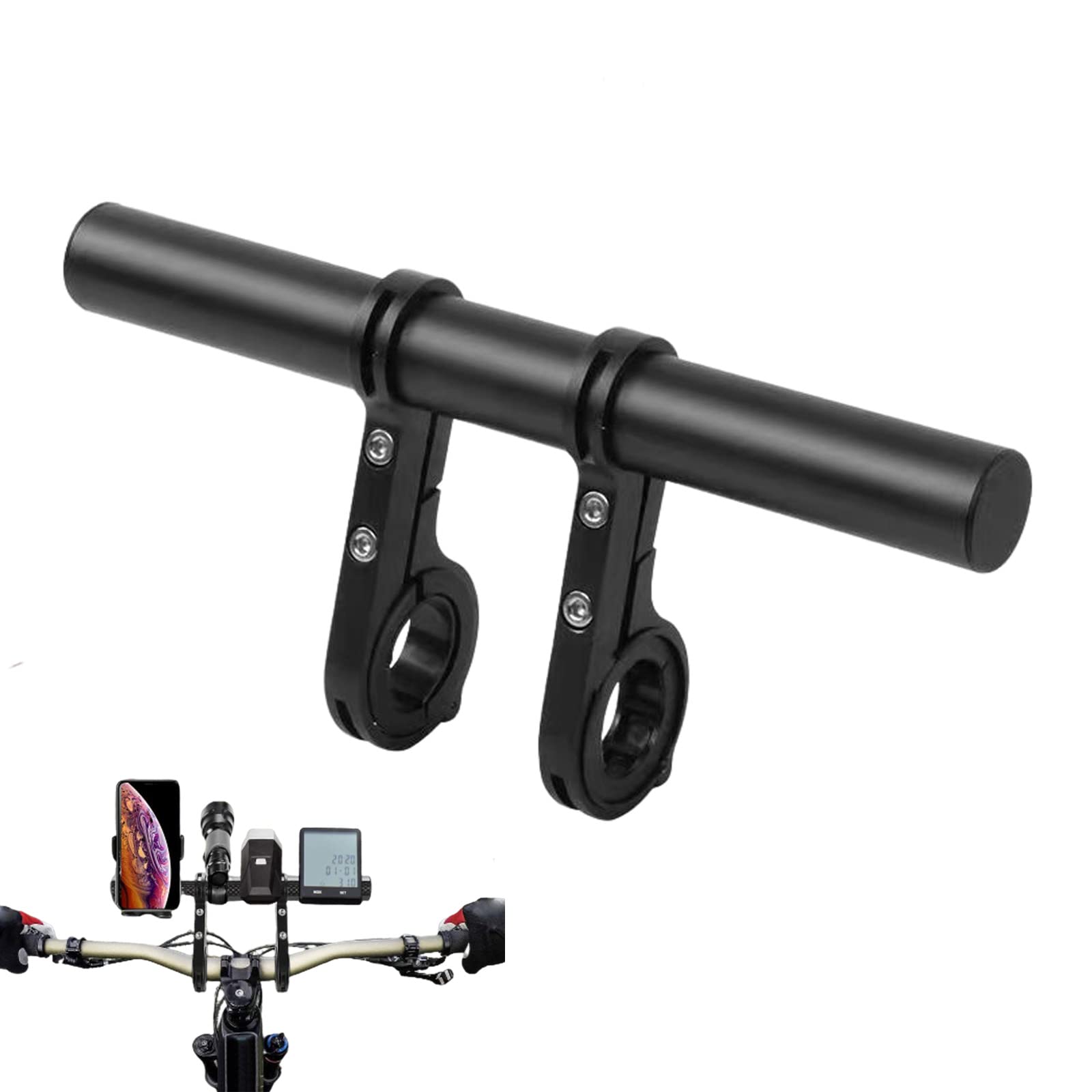 Fahrradlenker Extender,Aluminiumlegierung Fahrrad Lenker Verlängerung Halterung,Doppel Bike Lenker Extender Für Tacho Mountainbike Taschenlampe GPS-Geräte 20cm von TFSYLISA