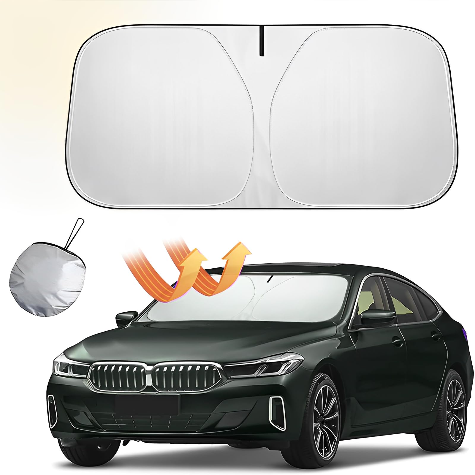 TFSZE Sonnenschutz Auto Frontscheibe,145*80cm Windshield Sun Shade,Frontscheibenabdeckung,Sonnenblende Vorne,Sonnenschutz Auto, Windschutzscheibe Faltbar für Sommer Selbsthaftend UV Hitzeschutz Plane von TFSZE