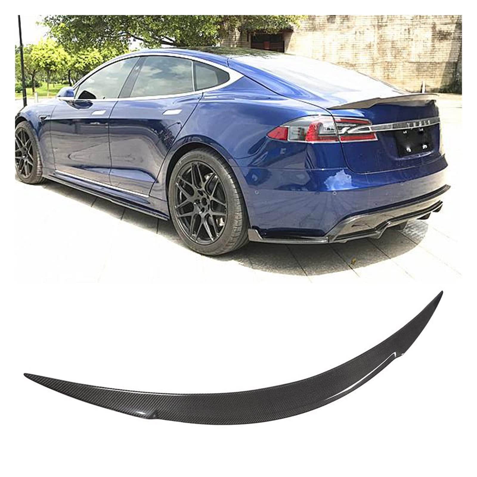 Kohlefaser-Heckspoilerflügel, Kompatibel Mit Tesla Model S 2014–2019, Kofferraum-Lippenflügel-Spoiler von TFUYFGD