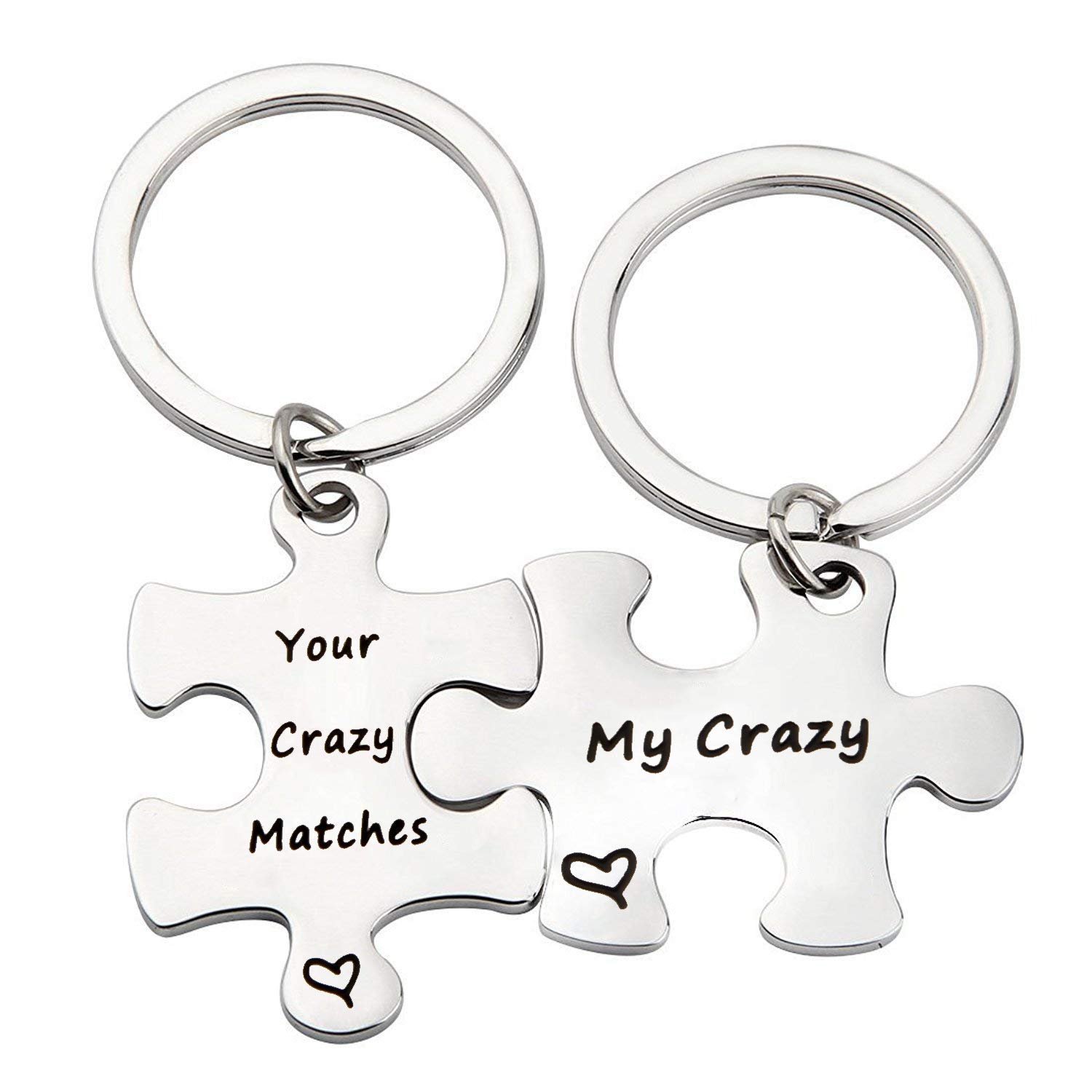 TGBJE Your Crazy Matches My Crazy Couples Schlüsselanhänger-Set, Puzzleteil, Geschenk für Freund, Freundin, You Crazy Schlüsselanhänger, 3.0 von TGBJE