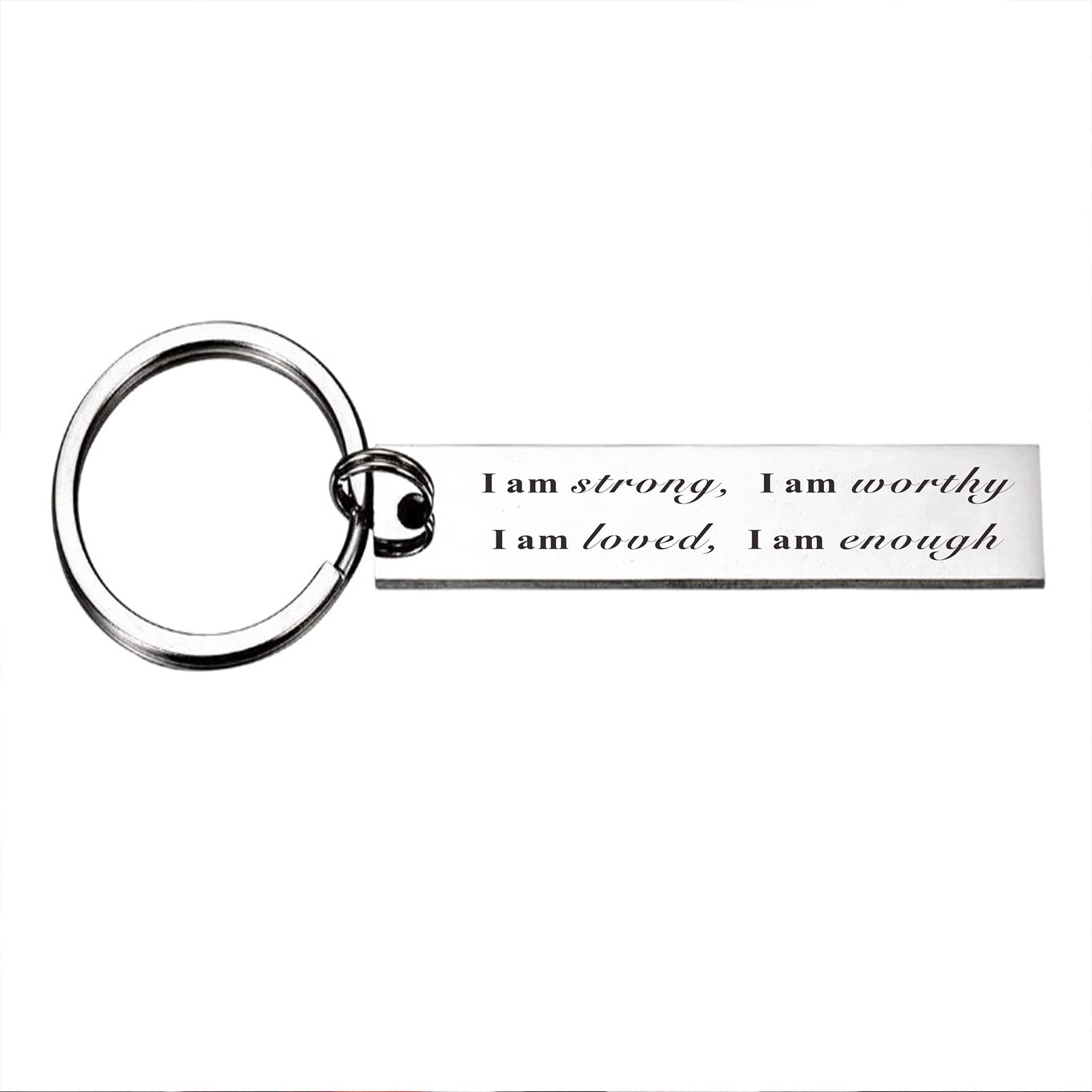 TGCNQ Zitate I Am Strong I Am Worthy I Am Loved I Am Enough Schlüsselanhänger Inspirierendes Glaube Geschenk, Stahlfarbe, Medium von TGCNQ