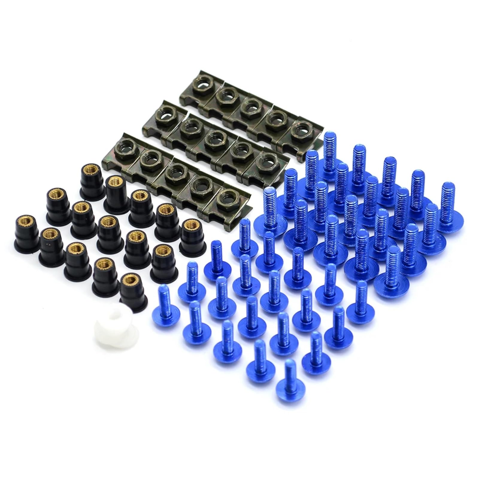 Motorrad Batterieschrauben Für CBR600RR Für CBR650F Motorrad Windschutzscheibe Verkleidung Schrauben Muttern Schrauben Unterlegscheibe Kit Befestigungs Clips Schrauben Für Bolzen Sortiment Kit(Blue) von TGFCRUH