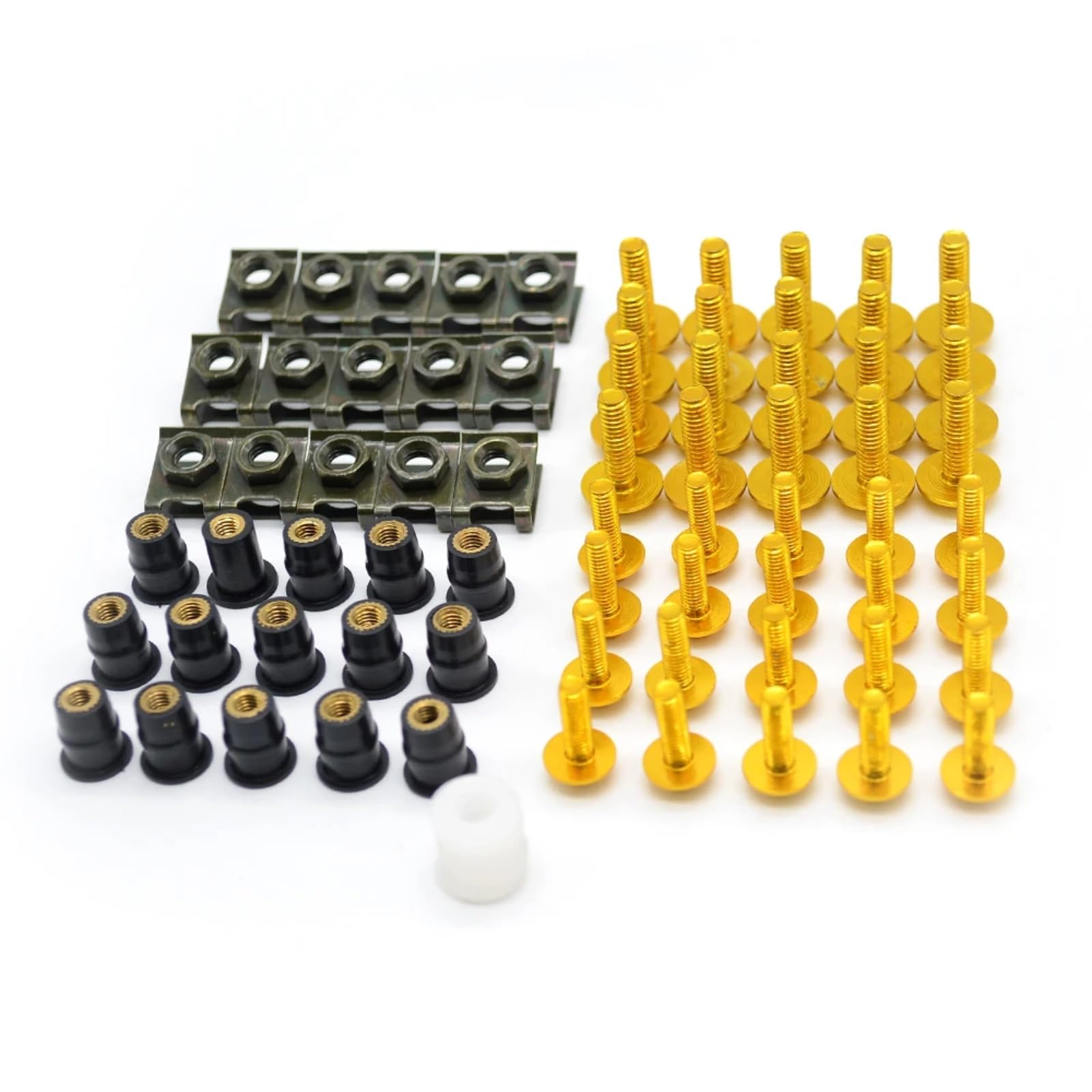 Motorrad Batterieschrauben Für CBR600RR Für CBR650F Motorrad Windschutzscheibe Verkleidung Schrauben Muttern Schrauben Unterlegscheibe Kit Befestigungs Clips Schrauben Für Bolzen Sortiment Kit(Yellow) von TGFCRUH