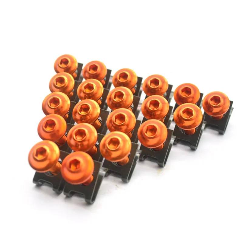 TGFCRUH Motorrad Batterieschrauben Für Hayabusa Für SV650S Für SV1000S 20PCS Motorrad Zubehör Verkleidung Schraube Für Bolzen Windschutzscheibe Schraube Motorrad Batterie Terminal Schrauben(Orange) von TGFCRUH