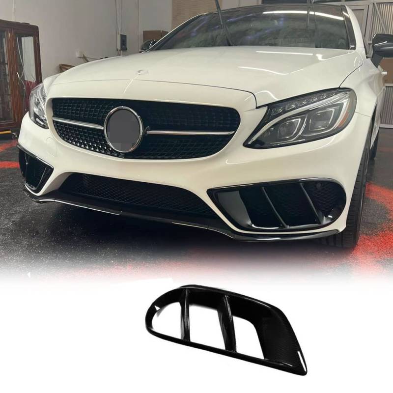 TGFOF Gloss Black ABS Front Stoßstange Air Vent Auslass Abdeckung Grill Trim Rahmen Mesh Fits für Benz C Klasse W205 C205 A205 C180 C200 C250 C350e C400 Sport E43 AMG (nur für linke Seite) von TGFOF