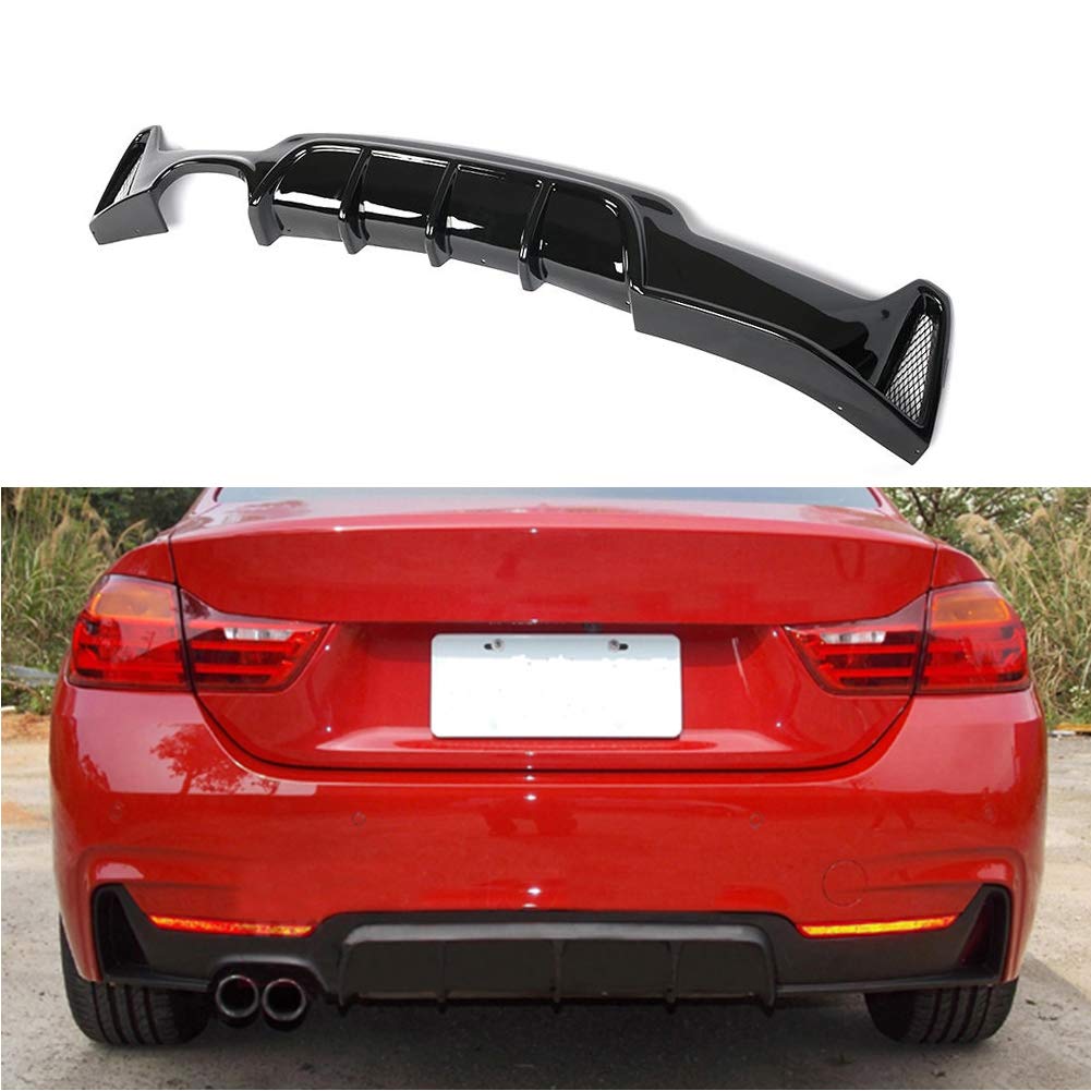 TGFOF Heckdiffusor für BMW 4er F32 F33 F36 418i 420i 428i 435i 440i M Sport 2014-UP Heckstoßstange Diffusor Lippe Spoiler (ABS glänzend schwarz Einzelausgang) von TGFOF